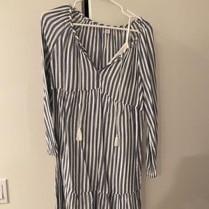 Old navy midi blue and white striped beach dress